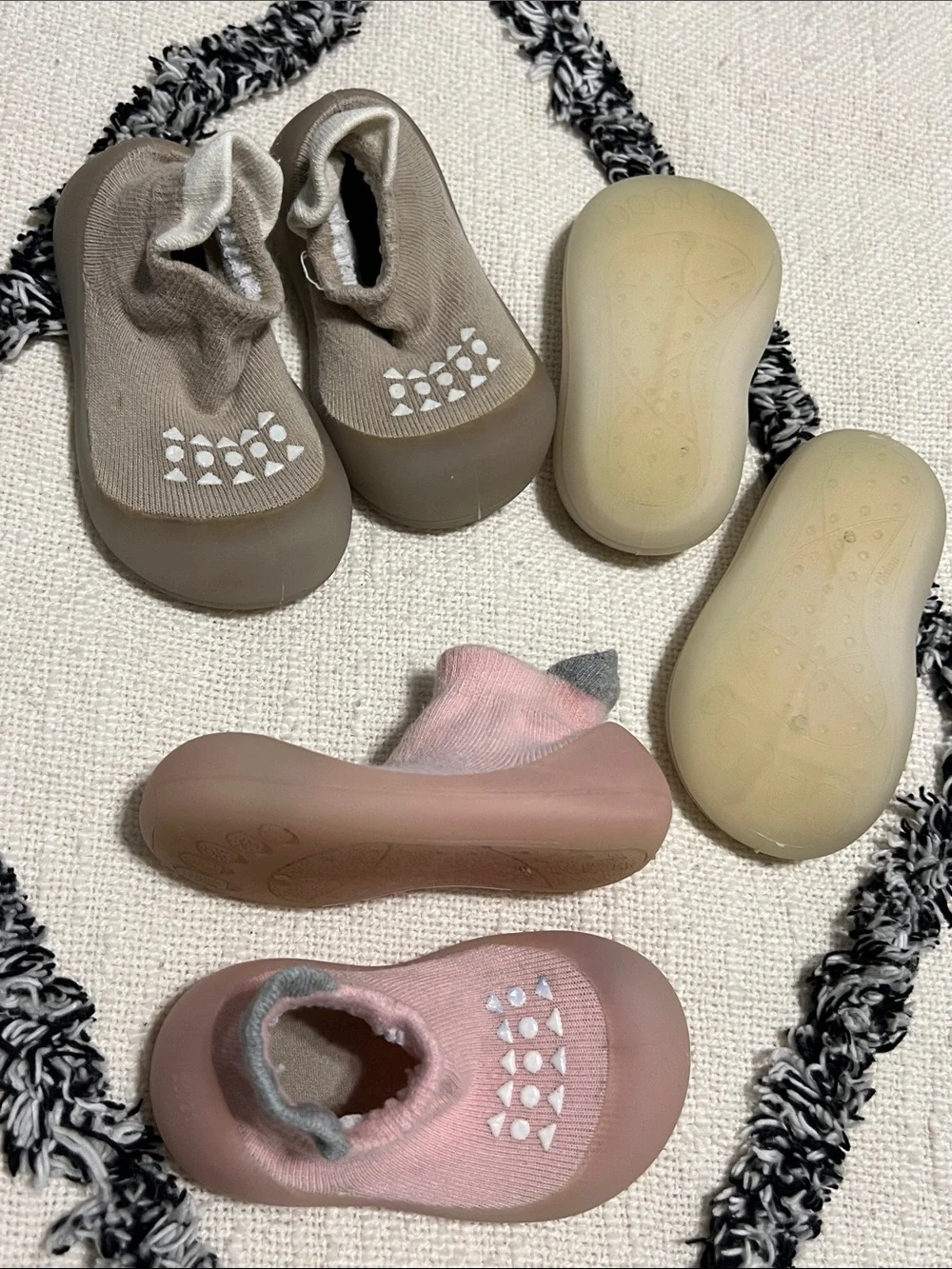 3 Pair Infant Size 20/21 (4/5) Non-Slip Rubber Toe Sock Shoes